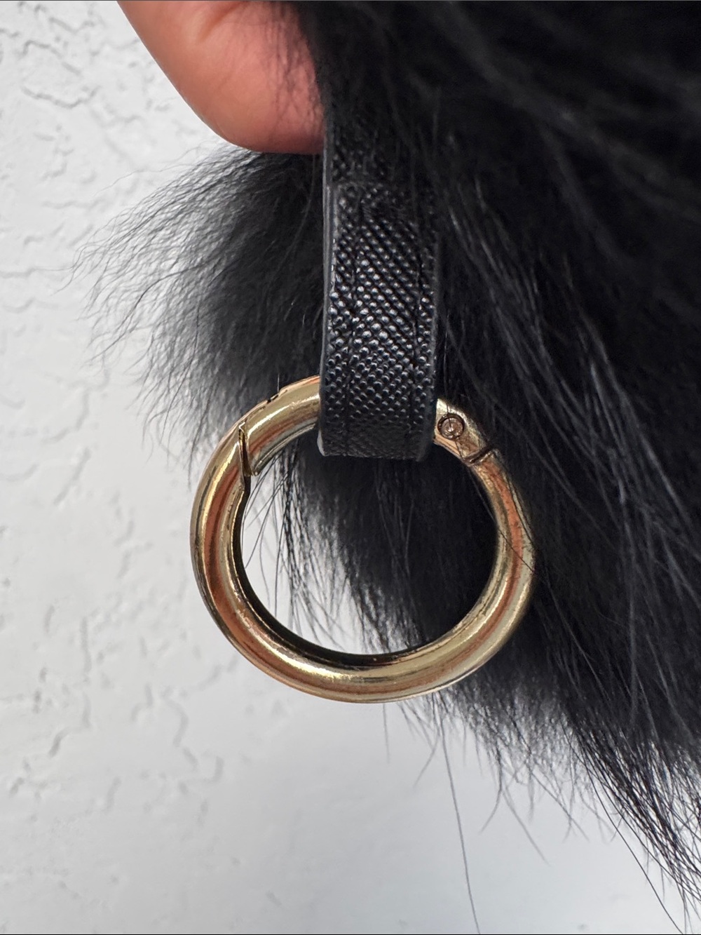 Genuine Fur Monster Bag Charm Keychain Black Yellow Eyes - Picture 4 of 7